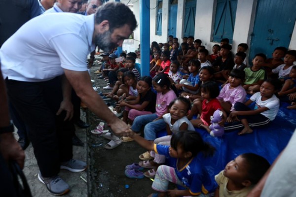 congress leader rahul gandhi meets victims of ethnic violence in manipurs relief camps