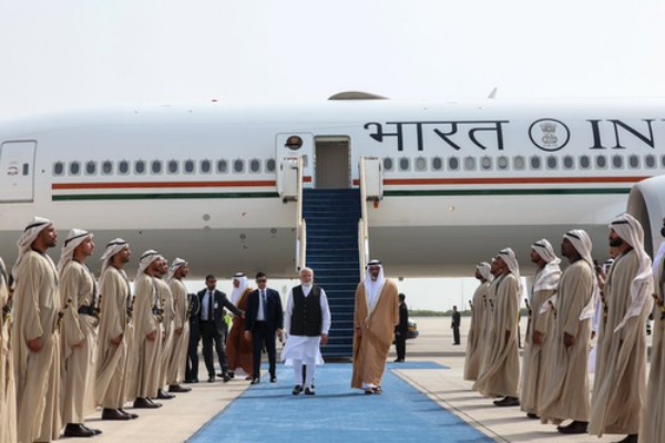 pm modi arrives in uae looks forward to bilateral talks to deepen ties