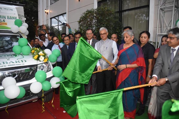 union finance minister flags off solar powered tripura gramin bank on wheels