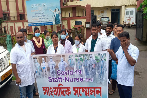 contractual covid staff nurses in tripura demand regularization of services