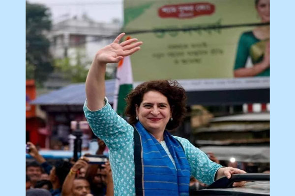 tripura news priyanka holds road show in agartala says ls poll is to protect democracy constitution