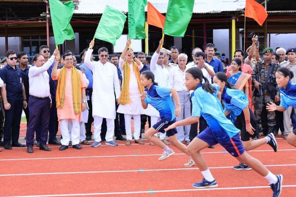 chief minister dr- manik saha inaugurates tripuras first synthetic track and field complex