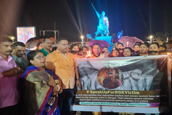 health personnel political parties in tripura protest against rg kar doctors brutal murder