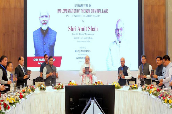 hm amit shah reviews status of implementation of three new criminal laws in ne states