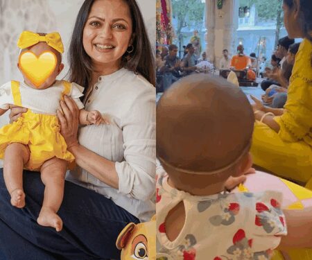 Drashti Dhami and her baby girl perform kirtan in the Iskon temple