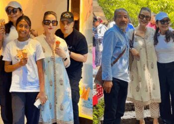 Manisha Koirala gorges on gelato during her weekend outing with loved ones