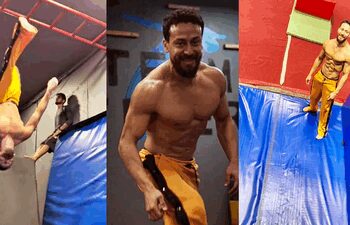 Tiger Shroff shows off his strength while carrying 80+ kgs of muscle