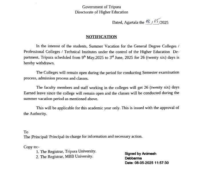 Tripura-Government-Axes-Summer-Break