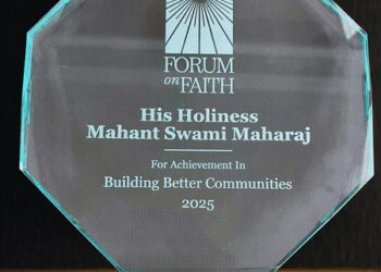 BAPS chief Mahant Swami Maharaj honoured for building better communities worldwide