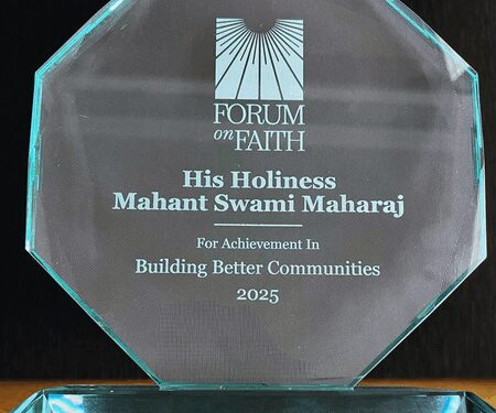 BAPS chief Mahant Swami Maharaj honoured for building better communities worldwide
