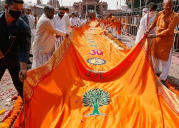 Ayodhya: Pictures of ‘Dharma Dhwaja’ emerge ahead of grand flag-hoisting ceremony by PM Modi