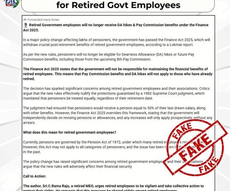 DA hikes won’t be withdrawn for retired employees: Govt dismisses fake post
