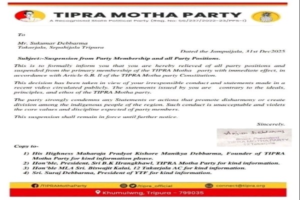 TMP Takarjala Block suspends accused Sukumar
