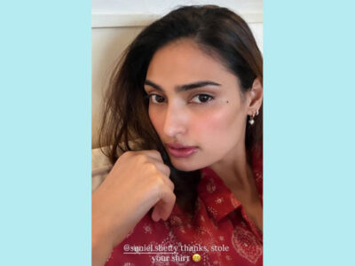 Athiya Shetty posts selfie after ‘stealing’ dad’s shirt