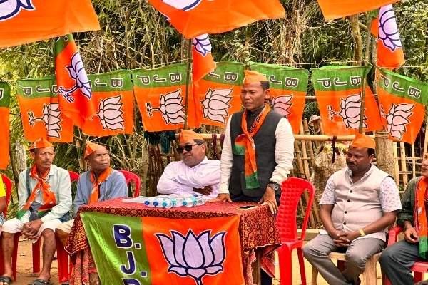 BJP leaders and supporters held joining programs a rally at different place in Tripura during the TTAADC 2026 election campaign.