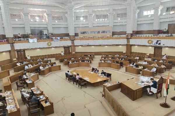 Tripura FM Pranajit Singha Roy announcing healthcare and geriatric services during the 2026-27 Budget speech.