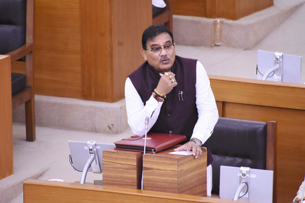 Finance Minister Pranajit Singha Roy presenting the tech-focused budget highlights including the Agartala AI City proposal.