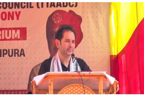 File pix of Tipra Motha Chairman Pradyot Kishore Debbarman addressing a gathering