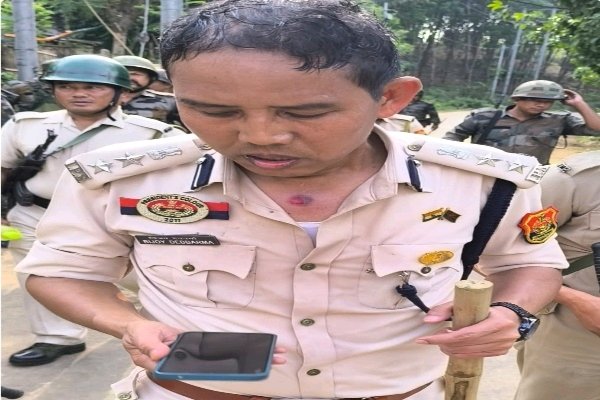 SP Sepahijala Bijoy Debbarma was attacked while trying to control mob during a political clash at Takarjala