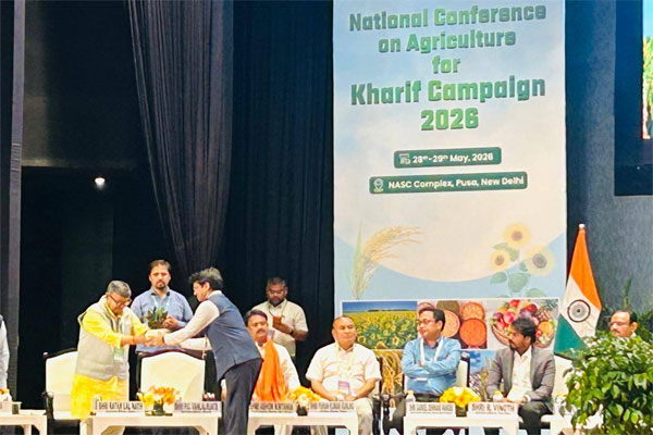 Tripura Agriculture Minister Ratan Lal Nath presenting agriculture proposals for growth at National Conference on Agriculture for Kharif Campaign 2026 in New Delhi