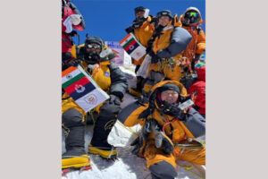 BSF all-women Mount Everest expedition team celebrating after scaling the world’s highest peak during Diamond Jubilee year