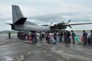 Indian Air Force AN-32 aircraft evacuating NCC cadets from Imphal amid Manipur security restrictions