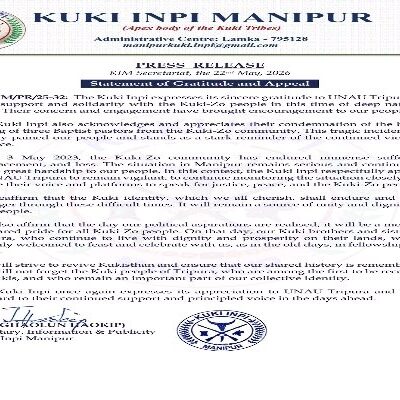 Kuki Inpi Thanks UNAU Tripura for Backing Kuki-Zo Cause