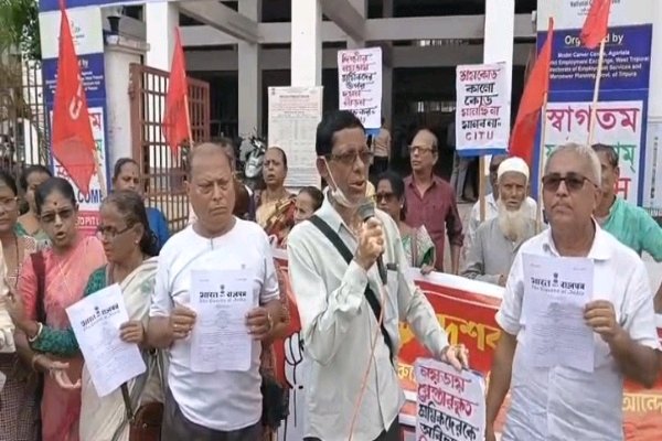 CITU and other organizations hold protest program against the Labour Codes in Agartala, Dharmanagar and at several other places in Tripura today.