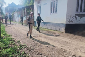 Security forces and community leaders during rescue operations in violence-hit Manipur