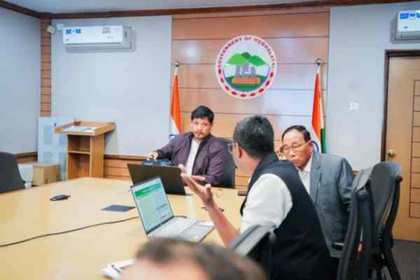 Meghalaya CM Conrad Sangma reviewing Rs 1,928 crore Tura redevelopment and infrastructure projects in Shillong