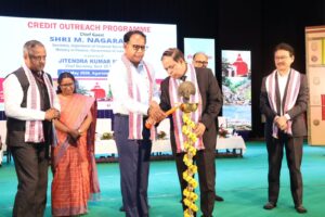 DFS Secretary M. Nagaraju inaugurated Tripura Credit Outreach Programme in Agartala. He called for proper utilization of productive loans and warned against NPAs