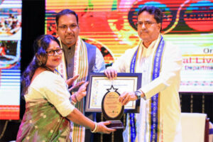 Tripura CM Manik Saha felicitates women entrepreneurs during Samriddhi 2.0 programme at Rabindra Bhavan in Agartala