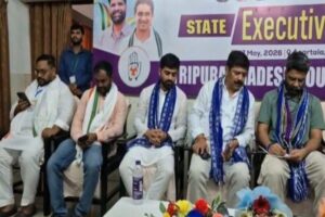 Tripura Congress leaders Asish Saha and Sudip Roy Barman addressed Executive Meeting in Agartala on May 17, 2026