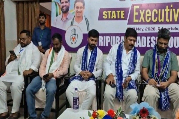 Tripura Congress leaders Asish Saha and Sudip Roy Barman addressed Executive Meeting in Agartala on May 17, 2026