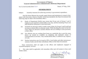 Following PM Modi's austerity appeal, Tripura Govt issued Work-from-home order