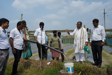 Tripura Power Minister, also Agriculture Minister Ratan Lal Nath inspecting solar-powered irrigation project under PM-KUSUM scheme