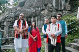 Union Minister Durga Das Uikey visiting the historic Unakoti archaeological site in Tripura