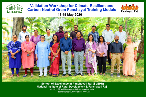 NU Professor Jayanta Choudhury along with other academicians attended climate-resilient and carbon-neutral Gram Panchayat workshop at NIRDPR Hyderabad