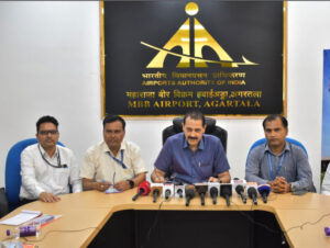 Agartala MBB Airport Director Kishan Mohan Nehra addressed media highlighting augmented passenger facilities, air connectivity with other States and green energy push 