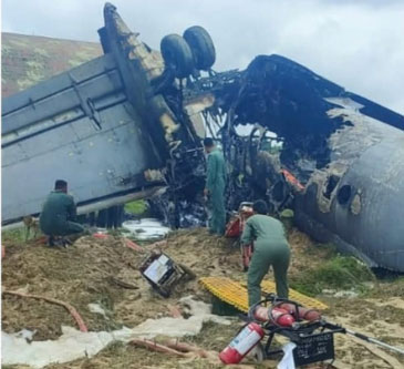 IAF AN-32 transport aircraft fire incident at Jorhat Air Force Station Assam during emergency response operations