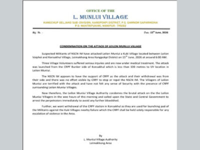 Kuki Leadership Rejects ‘Unverified’ Allegations by MP, Bloodshed in Leilon Munlui