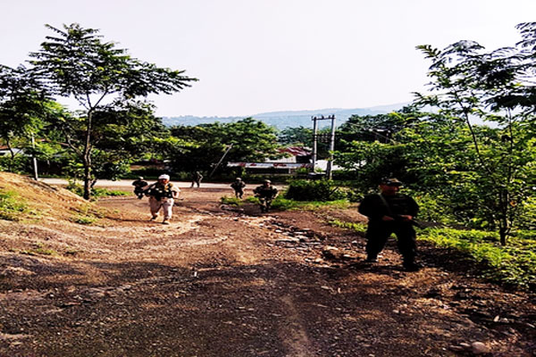 Security force personnel at Manipur after Naga village guard Chunjanglung Panmei killed in Kangpokpi forest attack