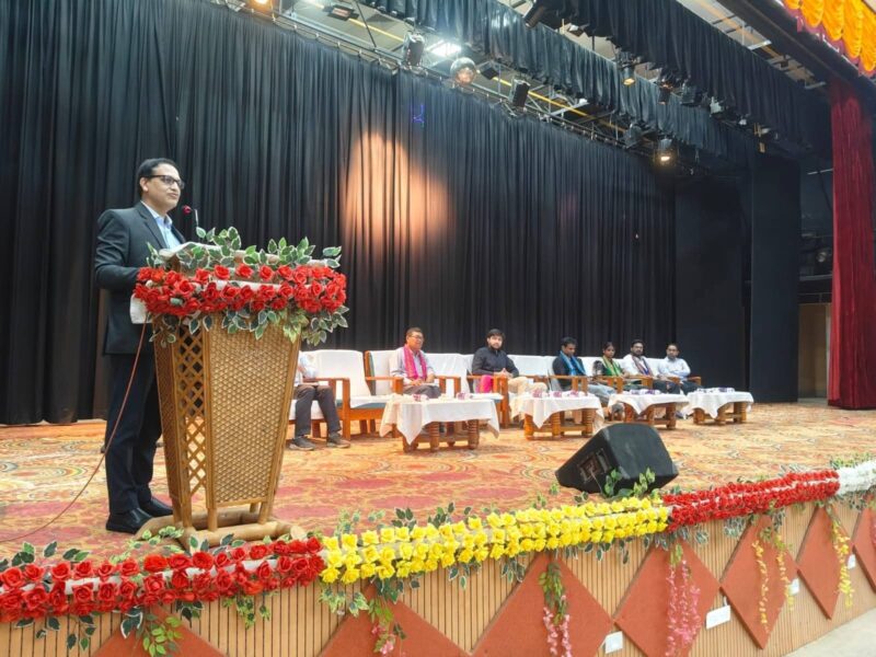 Aiming to improve quality learning Tripura Education Secretary Dr Milind Ramteke addressing teachers during school education review meeting in at Dumburnagar today