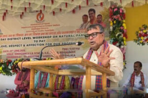 Tripura Agriculture Minister Ratan Lal Nath highlighted agricultural advancements and India's economic rise while addressing natural farming workshop at Madhumala SB School Bishalgarh today