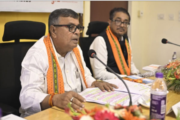 Tripura Minister Ratan Lal Nath announcing rehabilitation scheme update for political violence victims’ families in Agartala