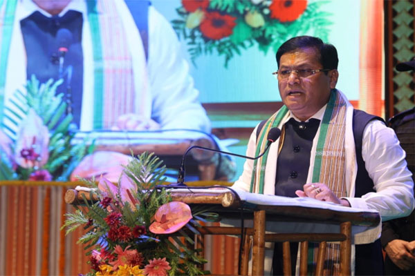 Sarbananda Sonowal addressing a gathering marking 12-year tenure of PM Modi and highlighted development of Tripura through connectivity, infrastructure and economic growth during the period.
