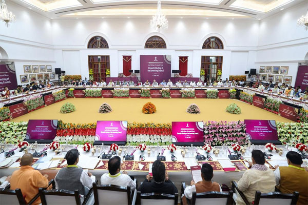 Tripura Chief Minister Manik Saha highlighting women empowerment and workforce participation achievements at NITI Aayog Governing Council meeting