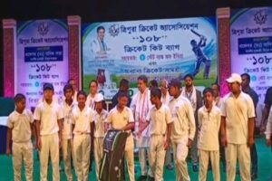 Tripura CM Dr. Manik Saha focused on cricket development in the State during cricket kits distribution to young players in Agartala today.