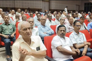 Tripura pensioners convention at Muktadhara Auditorium. NCCPA leader D K Debnath discussed pension reforms and demands.