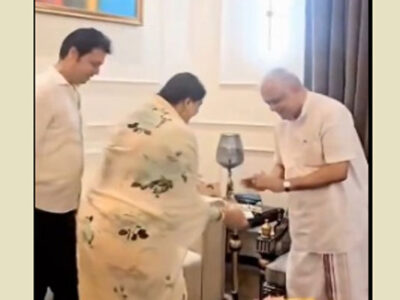 Tripura MP Biplab Deb Meets B L Santhosh in Delhi With Wife Triveni Rao Deb, Seeks Blessings
